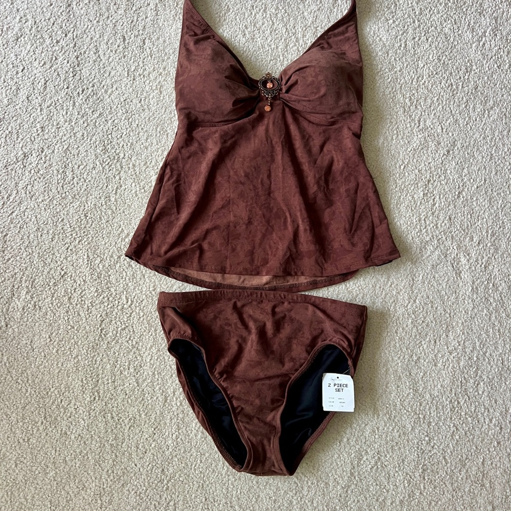 New Miraclesuit/Magicsuit Gorgeous Brown Two-Piece Swimsuit, Slimming Tankini